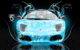水溅汽车，兰博基尼，前视图，创意设计 高清壁纸