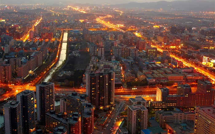 北京，中国，午夜，建筑，灯 壁纸 图片