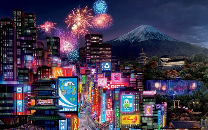 汽车总动员2，东京的城市夜景 壁纸 图片