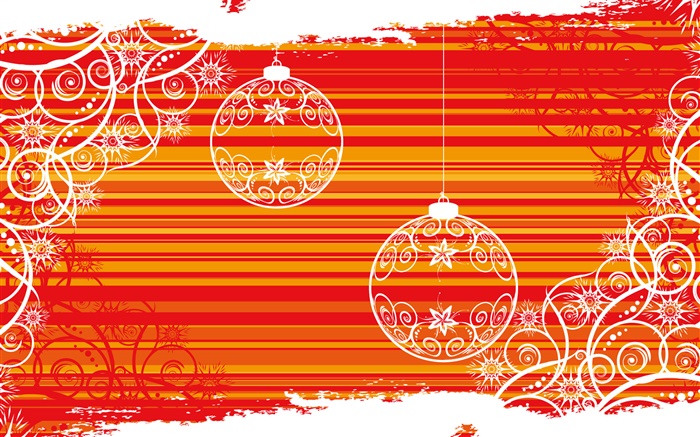 圣诞球，白线，红色背景，创意设计 壁纸 图片