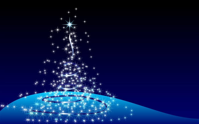 圣诞节的设计，抽象的树，星星，蓝色的背景 壁纸 图片