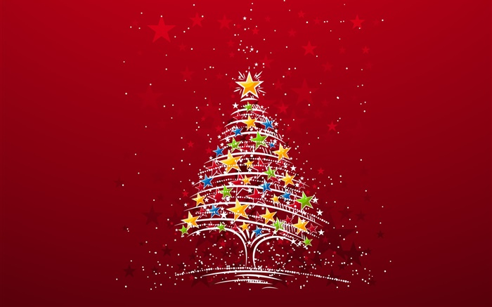 圣诞主题，丰富多彩的星星树，创意图片 壁纸 图片