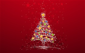 圣诞主题，丰富多彩的星星树，创意图片 高清壁纸