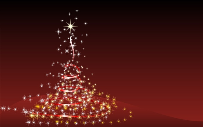 圣诞主题，创意设计，树，星星，红色风格 壁纸 图片