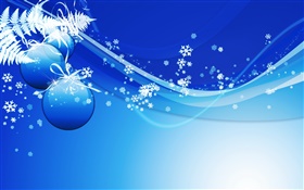 圣诞主题图片，彩球，蓝色风格 高清壁纸