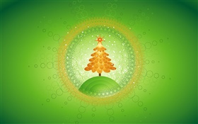 圣诞树，圆，创意图片，绿色背景