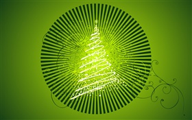 圣诞树，灯光，创意设计，绿色背景 高清壁纸