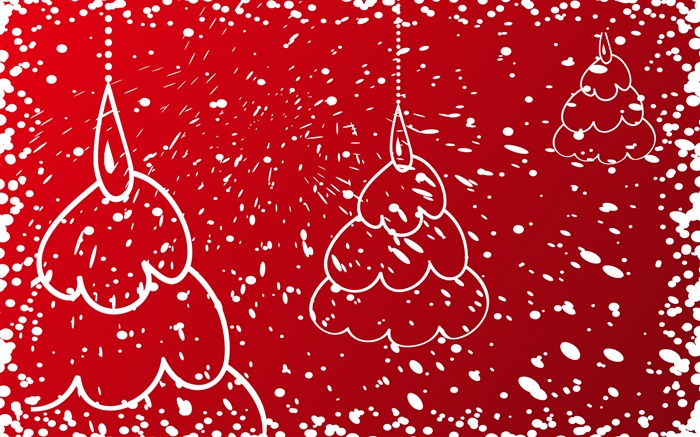 圣诞树，红色背景 壁纸 图片