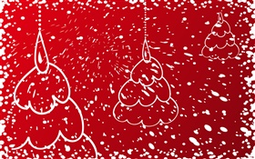 圣诞树，红色背景 高清壁纸