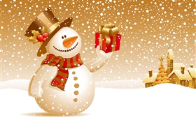 雪人，礼物，圣诞主题图片 高清壁纸