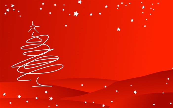 圣诞主题，简约的风格，树，红色的背景 壁纸 图片