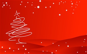 圣诞主题，简约的风格，树，红色的背景 高清壁纸