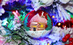 圣诞节，玩具，球，雪，树枝 高清壁纸