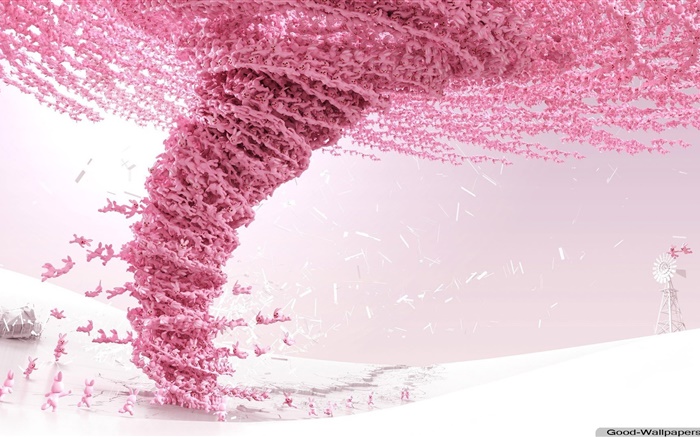 创意设计，粉红色兔龙卷风 壁纸 图片