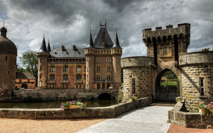 法国，拉克莱特城堡，城堡，塔，门，云 壁纸 图片