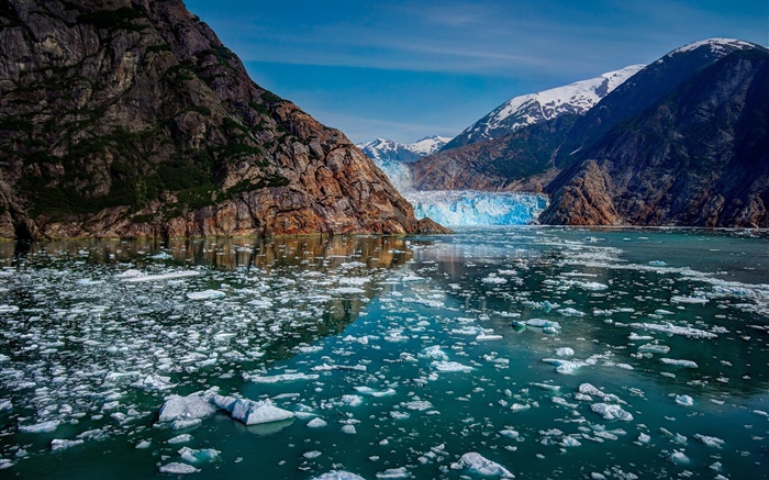 冰川湾国家公园，阿拉斯加，美国，高山，冰川，冰，湖 壁纸 图片