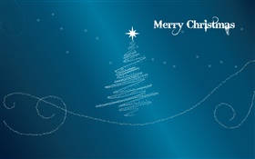 圣诞快乐，创意设计，树型，星型，蓝色背景 高清壁纸
