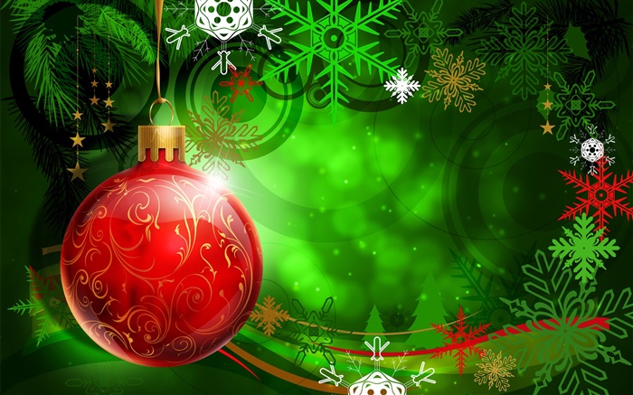 圣诞，新年，红球，装饰，雪花，矢量 壁纸 图片