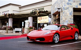 法拉利F430超级跑车红色，街道 高清壁纸