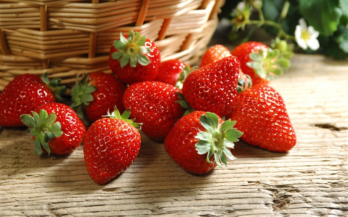 新鲜的草莓，红，篮 壁纸 图片