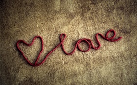 红绳子，爱的心 高清壁纸