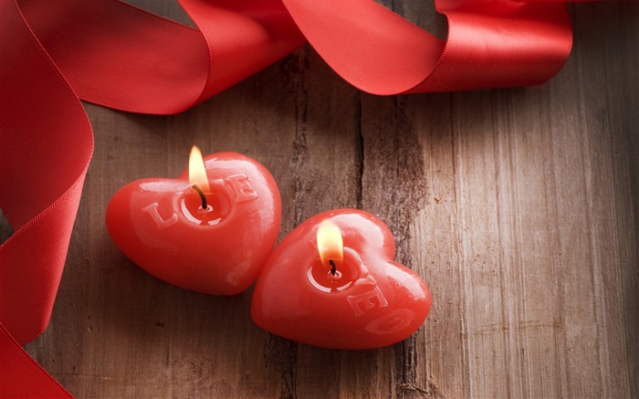 情人节，爱的心，浪漫，蜡烛 壁纸 图片