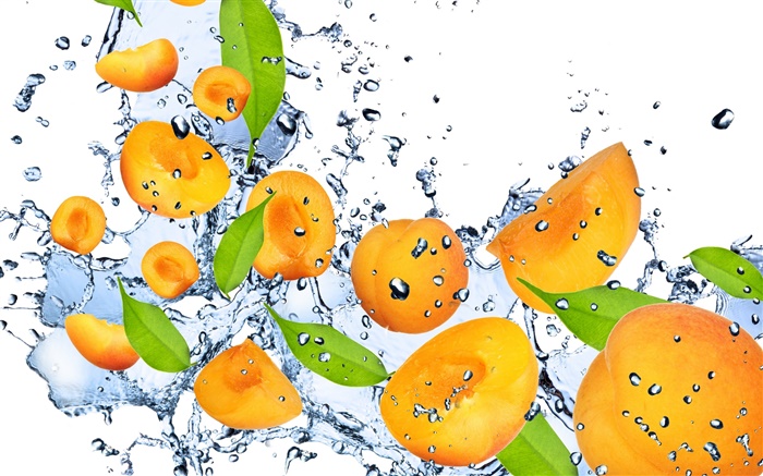 水果，杏，新鲜，水，飞溅 壁纸 图片