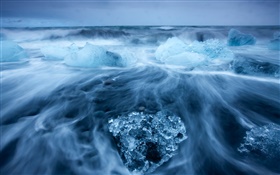 北极，冰蓝色，海洋 高清壁纸