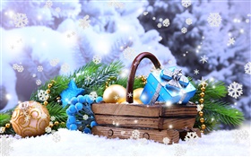 球，新年，圣诞快乐，礼品，雪