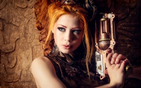 美丽的金发女孩，武器，蒸汽朋克风格