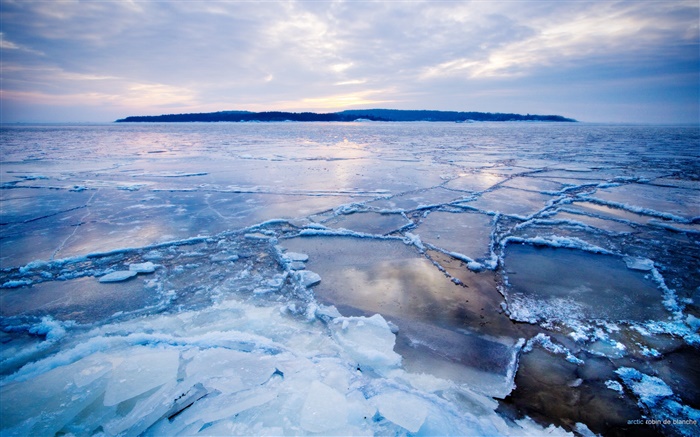 寒冷的北极，冰，雪，海，黄昏 壁纸 图片