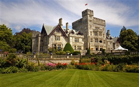 海特利古堡，加拿大，房子，公园，花卉，草坪 高清壁纸