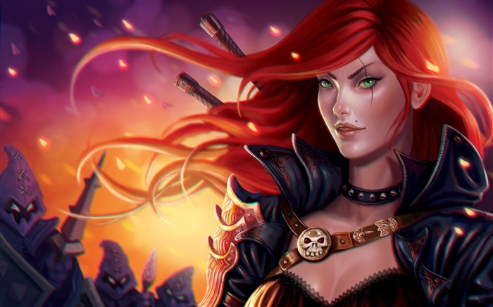 英雄联盟，PC游戏，红头发的女孩 壁纸 图片