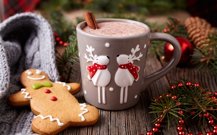 圣诞快乐，装饰，饼干，一杯咖啡 壁纸 图片