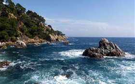 西班牙，海，海岸，岩石，自然风光 高清壁纸
