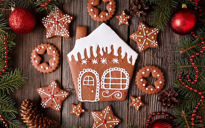 圣诞快乐，饼干，甜点，新年 壁纸 图片