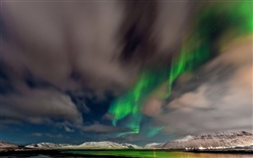 挪威，北极光，山脉，天空，星星，黄昏 高清壁纸