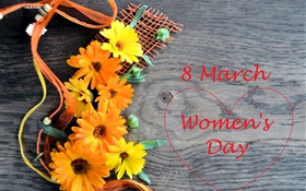3月8日，妇女节，鲜花非洲菊，爱的心