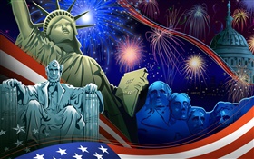 美国独立日，主题艺术图片，矢量