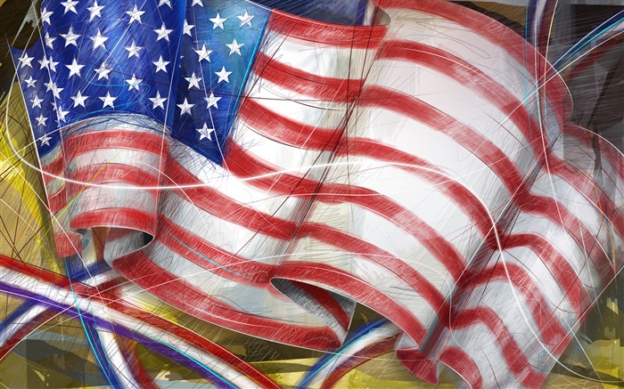 美国国旗，绘画艺术 壁纸 图片