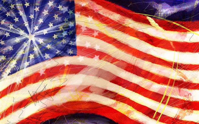 美国国旗，艺术画 壁纸 图片