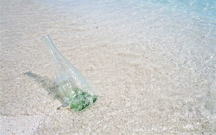 海滩，海，水，玻璃瓶，马尔代夫 壁纸 图片