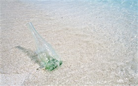 海滩，海，水，玻璃瓶，马尔代夫
