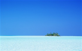 蓝色海，岛，天空，马尔代夫 高清壁纸