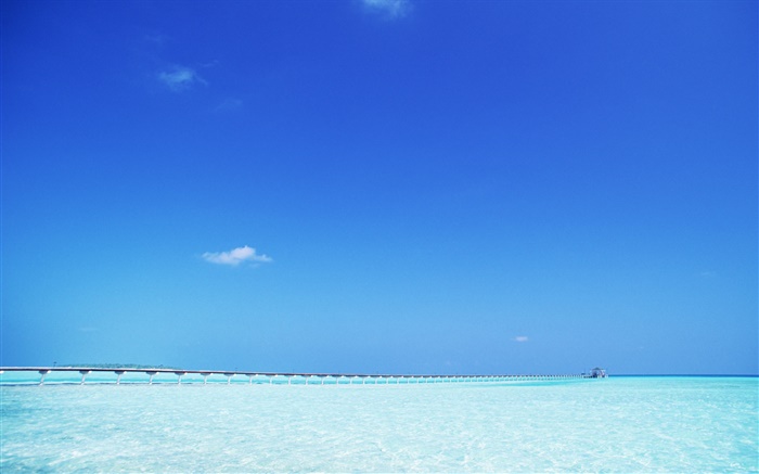蓝色的大海，码头，马尔代夫 壁纸 图片