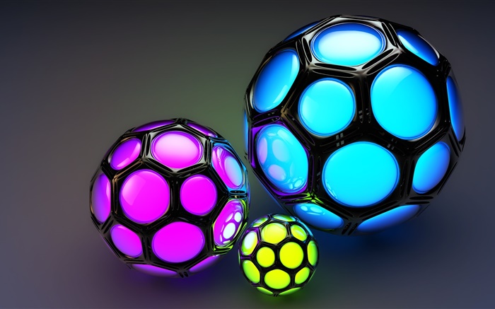 细胞彩球，像足球，3D画面 壁纸 图片