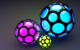 细胞彩球，像足球，3D画面 高清壁纸