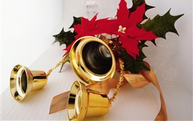 圣诞节，金色铃铛 高清壁纸