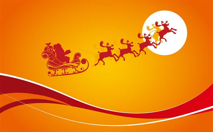 圣诞主题照片，橙色背景，月亮，矢量 壁纸 图片