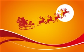 圣诞主题照片，橙色背景，月亮，矢量 高清壁纸